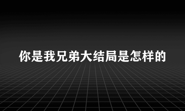 你是我兄弟大结局是怎样的