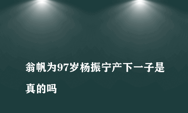 
翁帆为97岁杨振宁产下一子是真的吗
