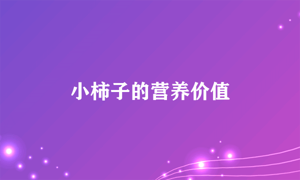 小柿子的营养价值