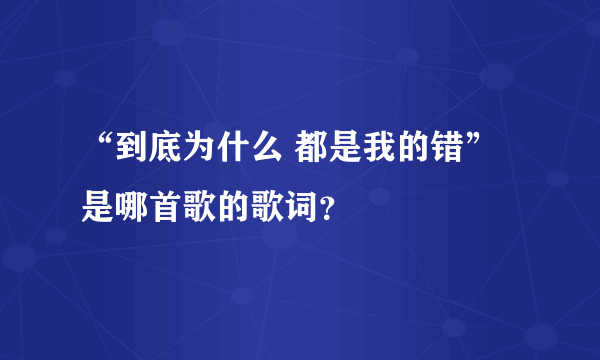 “到底为什么 都是我的错”是哪首歌的歌词？