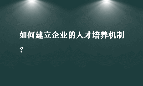 如何建立企业的人才培养机制？