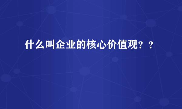 什么叫企业的核心价值观？？