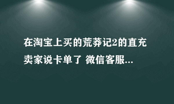 在淘宝上买的荒莽记2的直充 卖家说卡单了 微信客服能解决这问题吗？