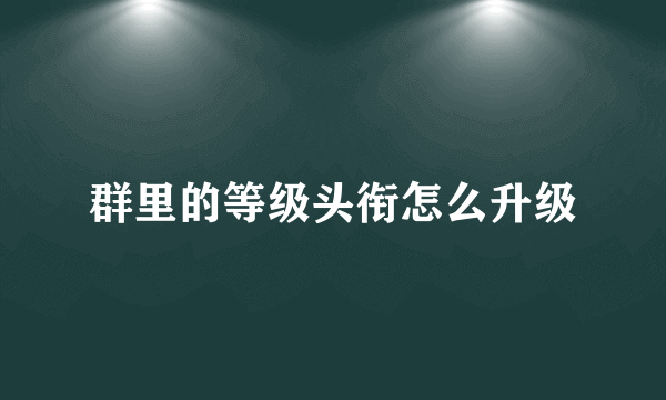 群里的等级头衔怎么升级