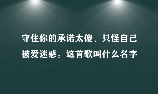 守住你的承诺太傻、只怪自己被爱迷惑。这首歌叫什么名字