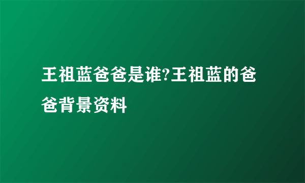 王祖蓝爸爸是谁?王祖蓝的爸爸背景资料