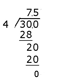 30除4列竖式计算得数是多少