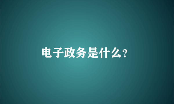 电子政务是什么？