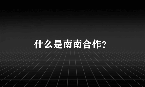 什么是南南合作？