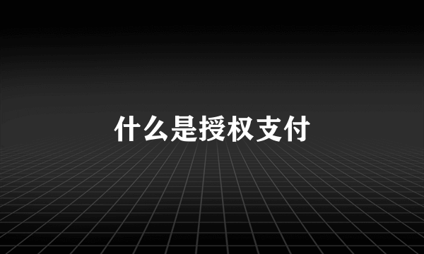 什么是授权支付