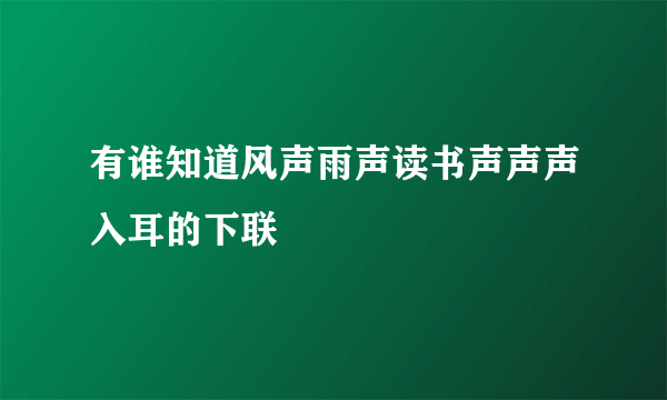 有谁知道风声雨声读书声声声入耳的下联