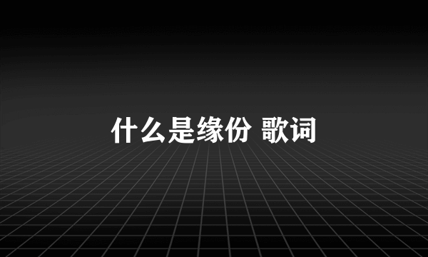 什么是缘份 歌词