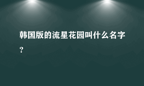 韩国版的流星花园叫什么名字？