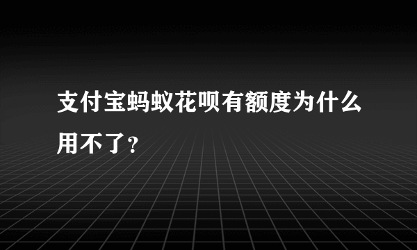 支付宝蚂蚁花呗有额度为什么用不了？