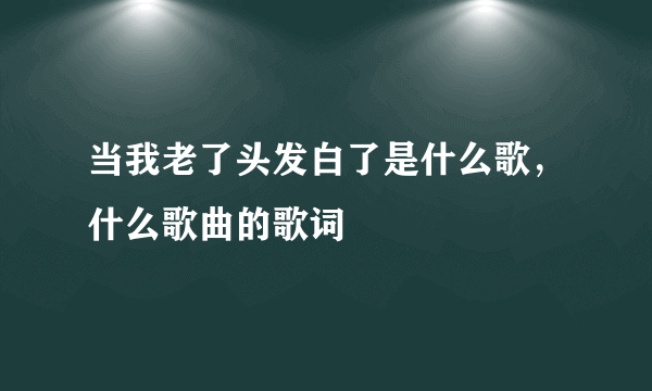 当我老了头发白了是什么歌，什么歌曲的歌词