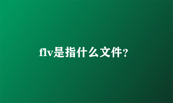 flv是指什么文件？