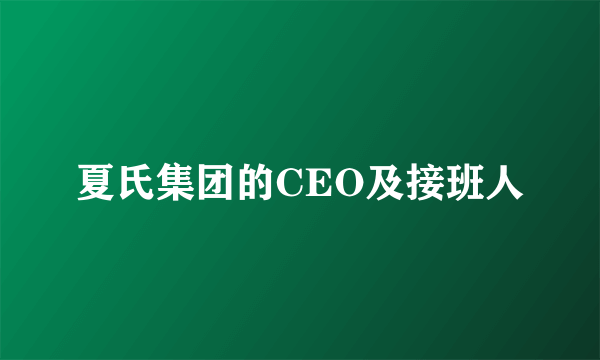 夏氏集团的CEO及接班人