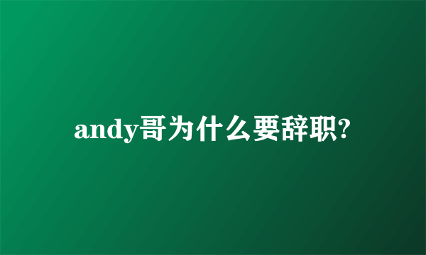 andy哥为什么要辞职?