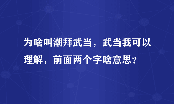 为啥叫潮拜武当，武当我可以理解，前面两个字啥意思？