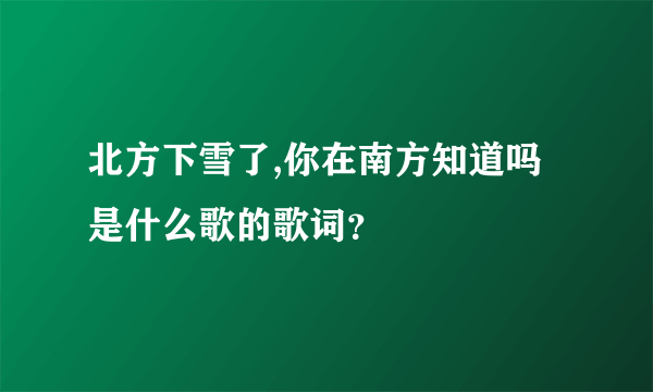 北方下雪了,你在南方知道吗是什么歌的歌词？