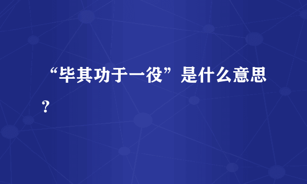 “毕其功于一役”是什么意思？