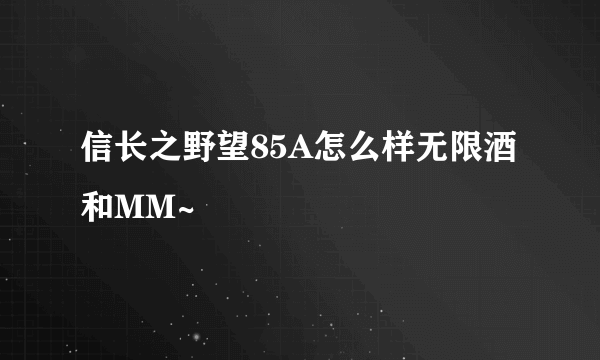 信长之野望85A怎么样无限酒和MM~