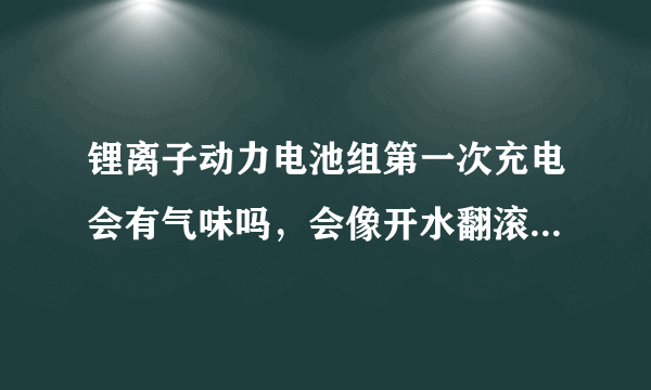 锂离子动力电池组第一次充电会有气味吗，会像开水翻滚或者像白灰加水起的反应。