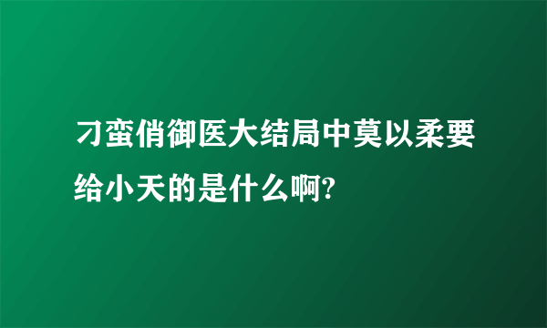 刁蛮俏御医大结局中莫以柔要给小天的是什么啊?