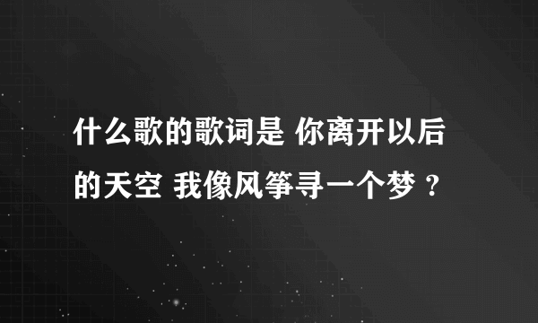 什么歌的歌词是 你离开以后的天空 我像风筝寻一个梦 ?