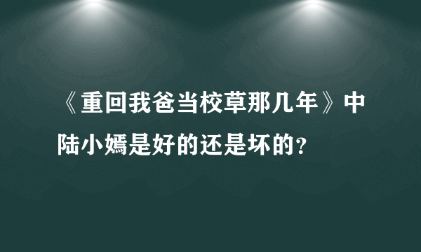 《重回我爸当校草那几年》中陆小嫣是好的还是坏的？