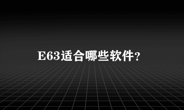 E63适合哪些软件？