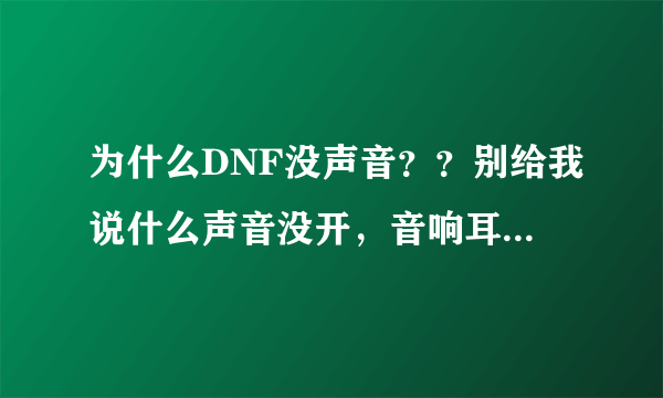 为什么DNF没声音？？别给我说什么声音没开，音响耳机坏了之类的.