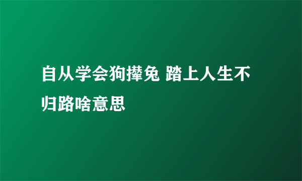 自从学会狗撵兔 踏上人生不归路啥意思