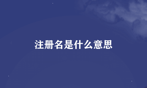 注册名是什么意思