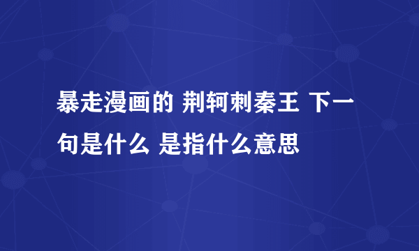 暴走漫画的 荆轲刺秦王 下一句是什么 是指什么意思