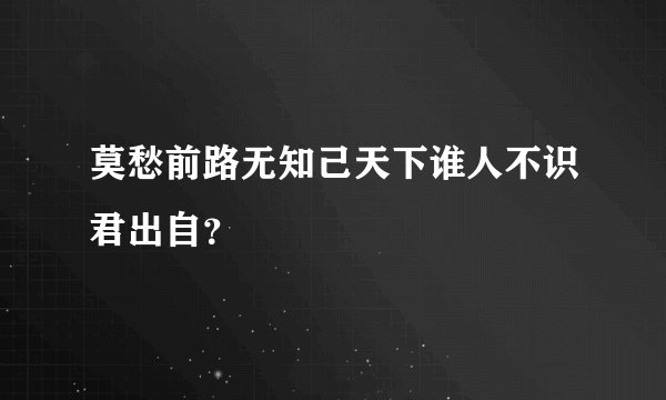 莫愁前路无知己天下谁人不识君出自？