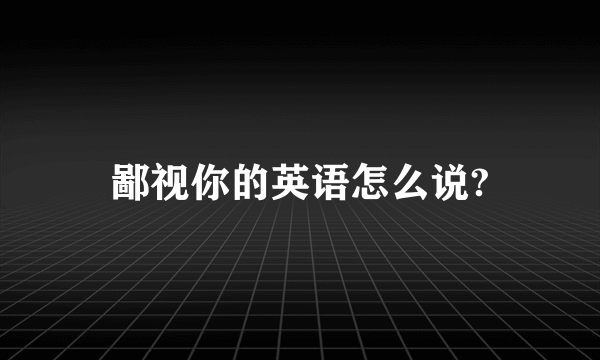 鄙视你的英语怎么说?