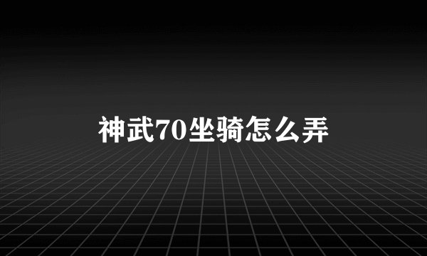 神武70坐骑怎么弄