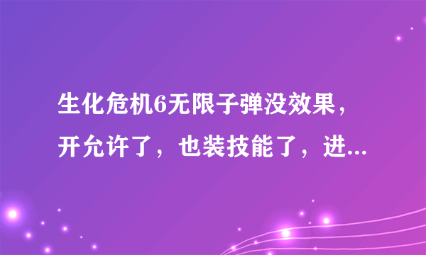 生化危机6无限子弹没效果，开允许了，也装技能了，进游戏还是会把子弹装完