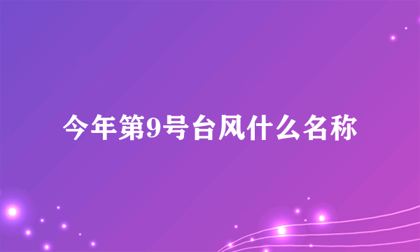 今年第9号台风什么名称