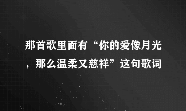 那首歌里面有“你的爱像月光，那么温柔又慈祥”这句歌词