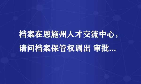 档案在恩施州人才交流中心，请问档案保管权调出 审批(主管)部门怎么填