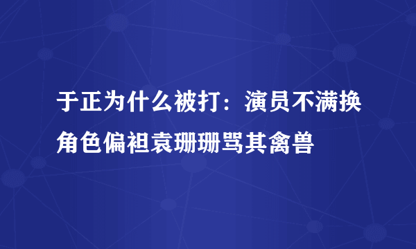 于正为什么被打：演员不满换角色偏袒袁珊珊骂其禽兽