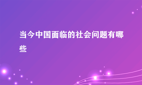 当今中国面临的社会问题有哪些