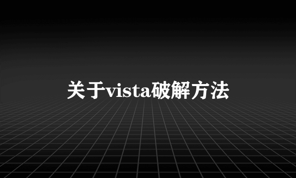 关于vista破解方法