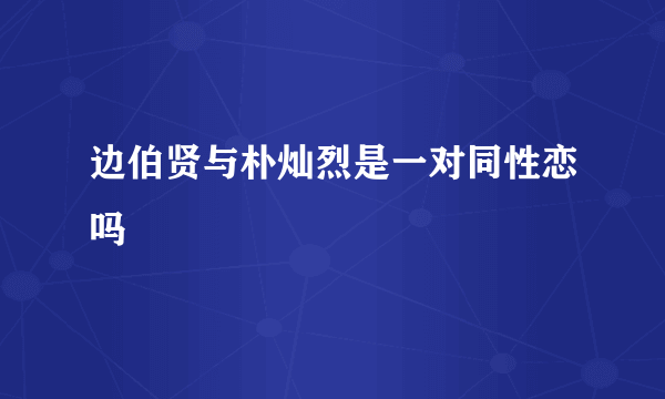 边伯贤与朴灿烈是一对同性恋吗