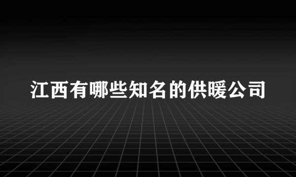 江西有哪些知名的供暖公司