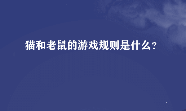 猫和老鼠的游戏规则是什么？