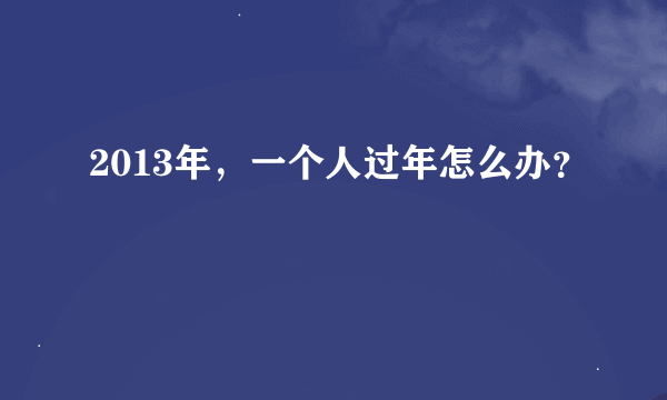 2013年，一个人过年怎么办？