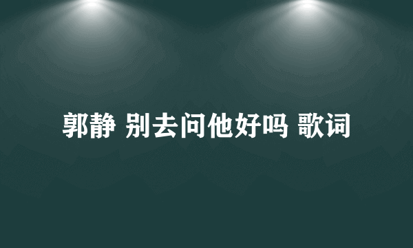 郭静 别去问他好吗 歌词